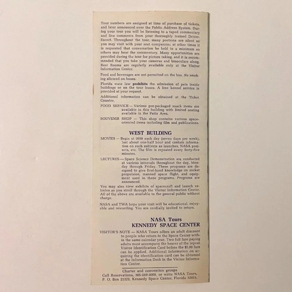 Vintage John F Kennedy Space Center Nasa  Tour Information Travel Brochure - Picture 10 of 12